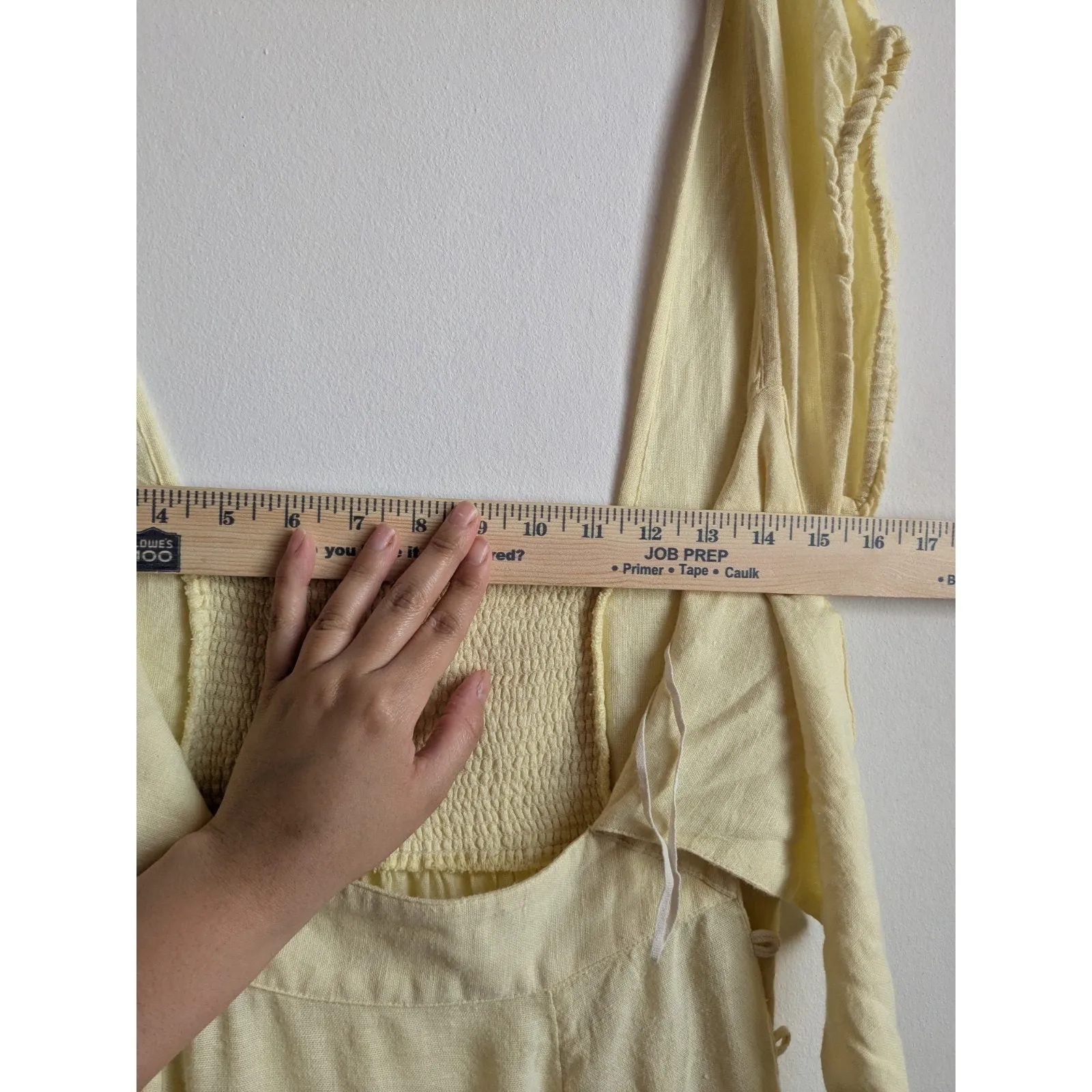 FREE PEOPLE The Getaway Midi Maxi Dress Smocked Cut Out Cotton Yellow Size XS - Image 12