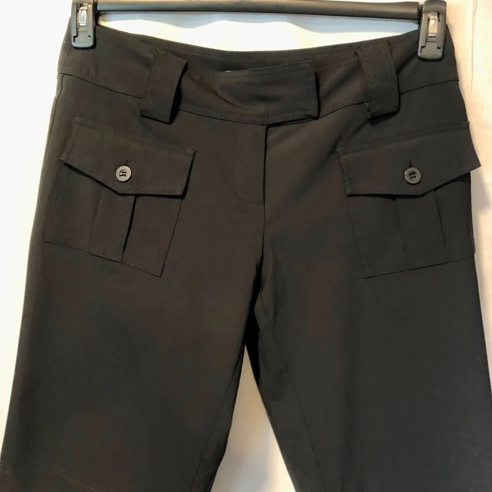 Cache Black Shorts Poly Spandex Stretch Sz 10/12 front pockets side vent / split - Image 2