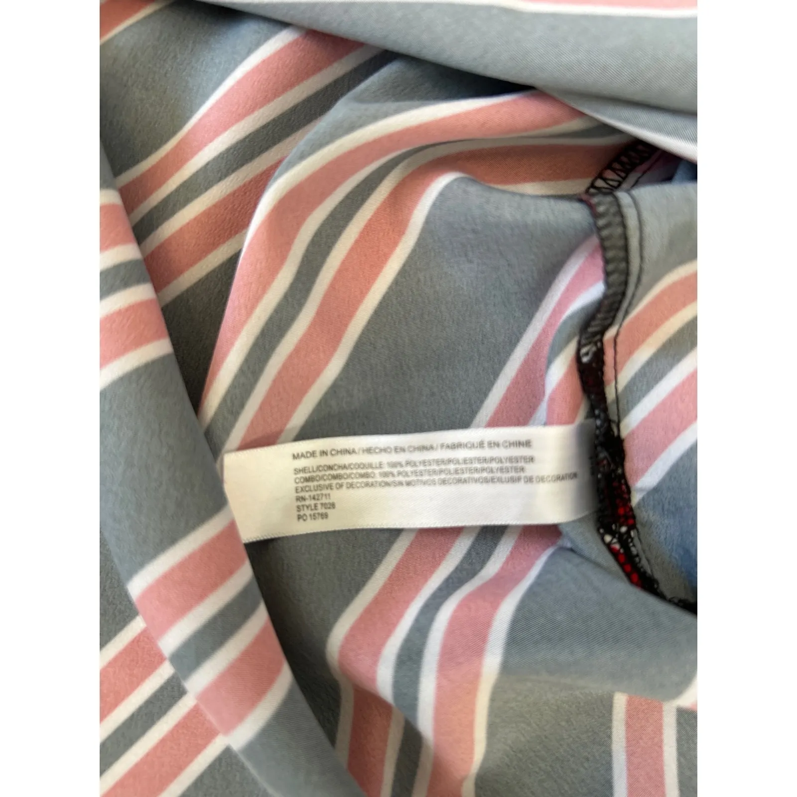 ELOQUII Black Red Stripe Lace Sheer Yoke Balloon Sleeve Blouse Top Plus Size 20 - Image 5