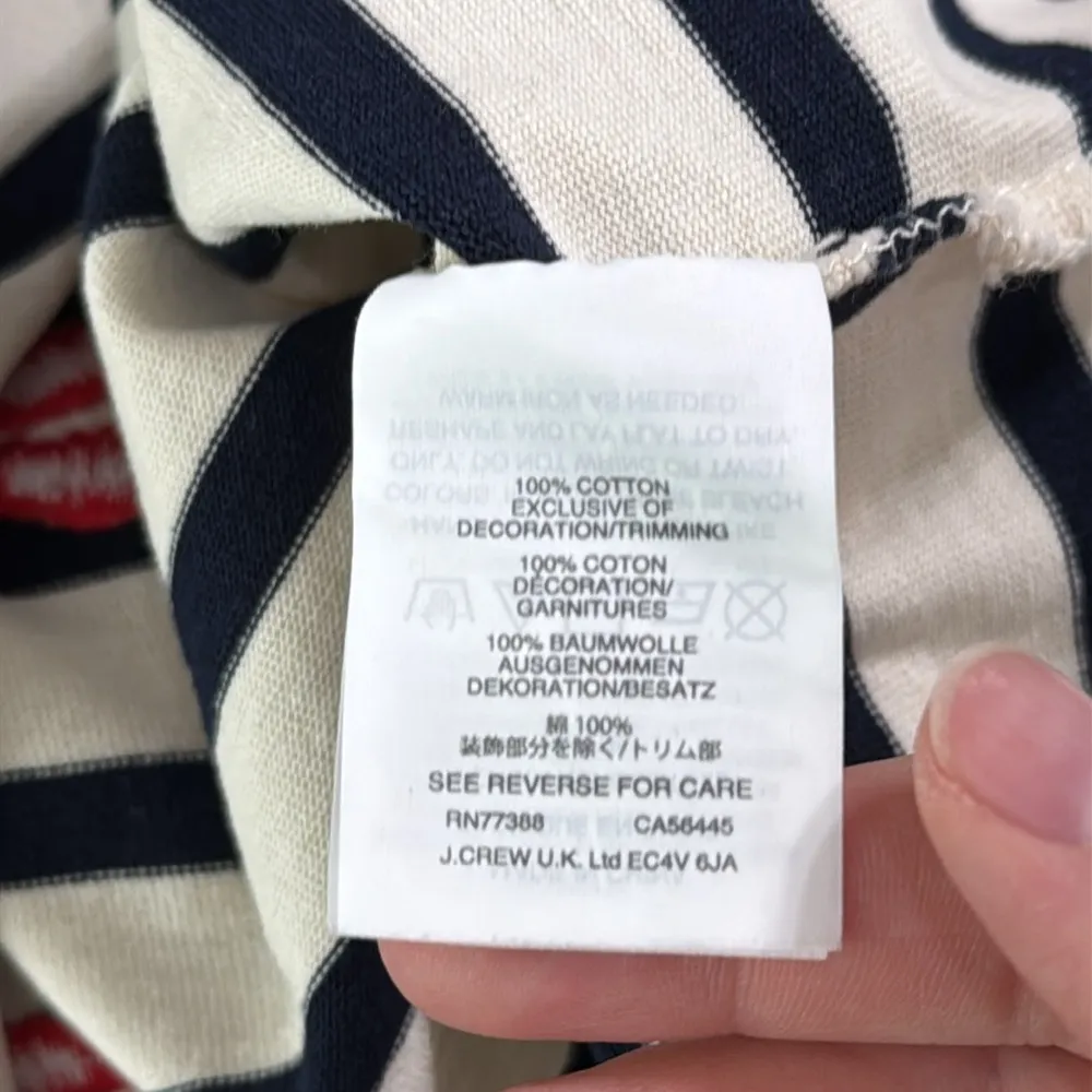 J. Crew Ivory Black Striped Long Sleeve embroidered Red Lips Design size XS - Image 12