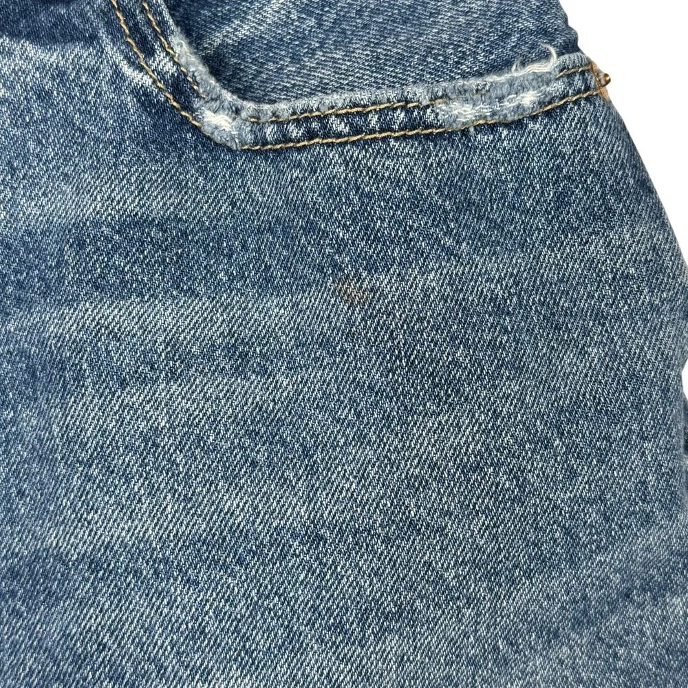 American Eagle SZ 2 Highest Rise 90s Boyfriend Jean Shorts Frayed Hems Whiskered - Image 2