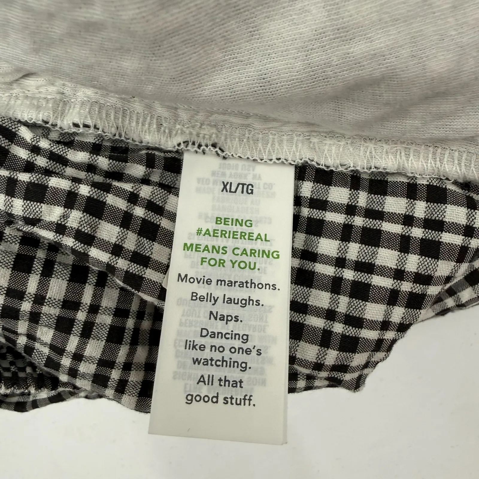 Aerie Seersucker Boxer Shorts Women's Extra Large B&W Gingham Lace Sleepwear NWT - Image 7