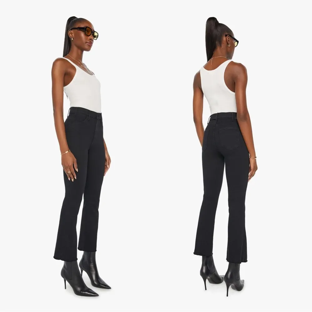 MOTHER • The Hustler Ankle Fray jeans washed black Not Guilty bootcut flare crop - Image 13