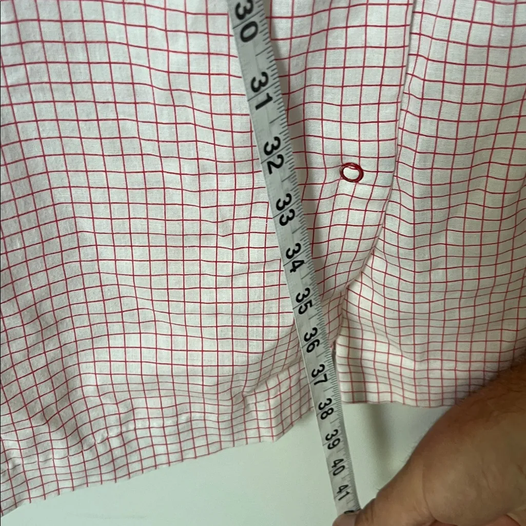 Vtg by Katz Housecoat Robe Pink & White Gingham Pockets. Snaps Size M ^ Red Size M - Image 8