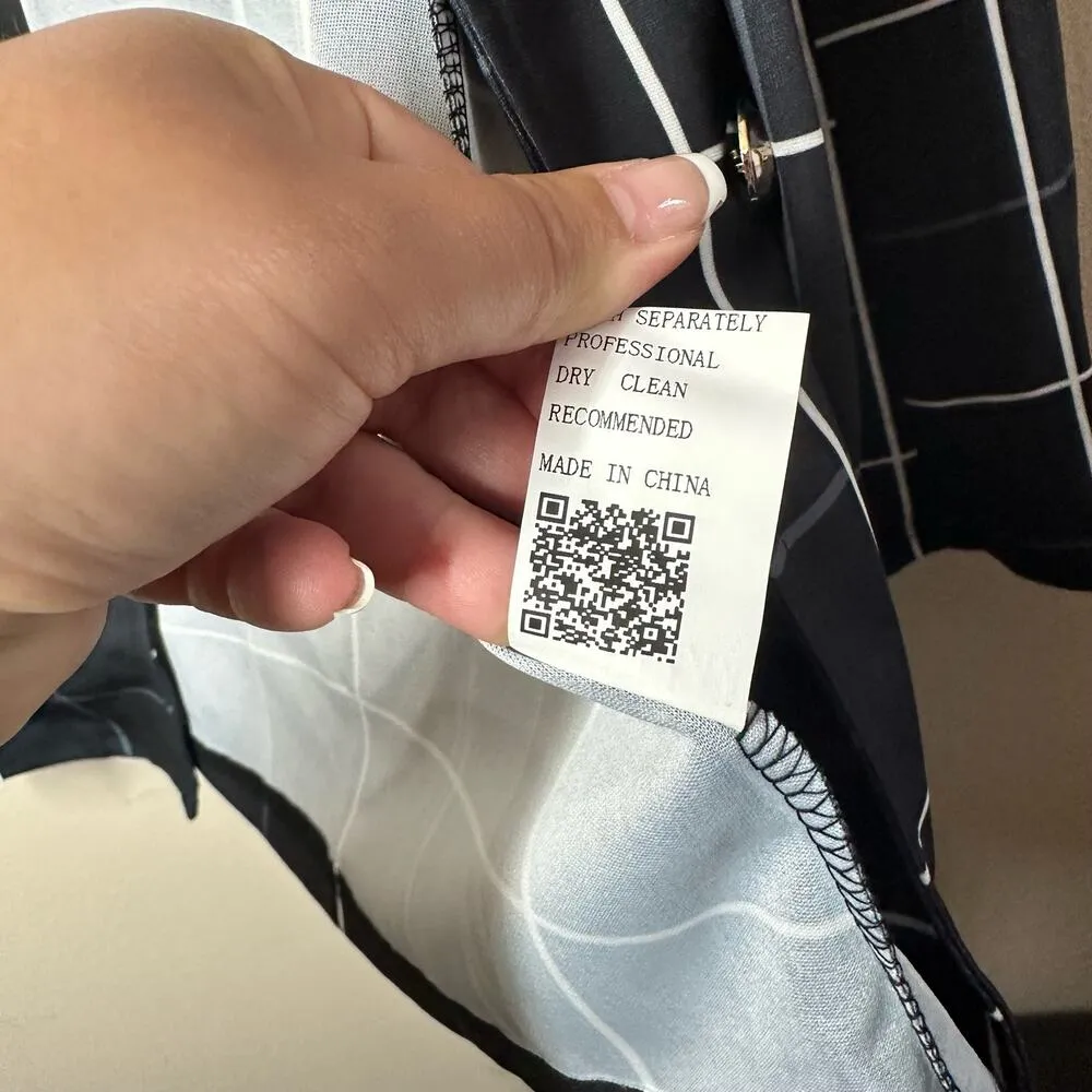 ChicMe Navy Blue Plaid Lightweight Blazer Size Medium Academia Black - Image 6