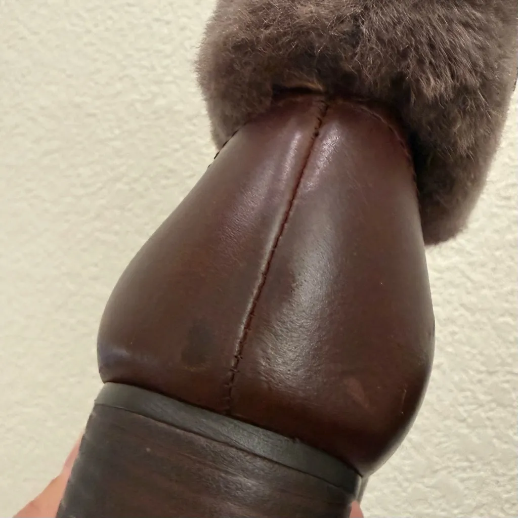 TRASK Myrah Waterproof Brown Italian Sheepskin Leather Shearling Booties Size 11 - Image 15