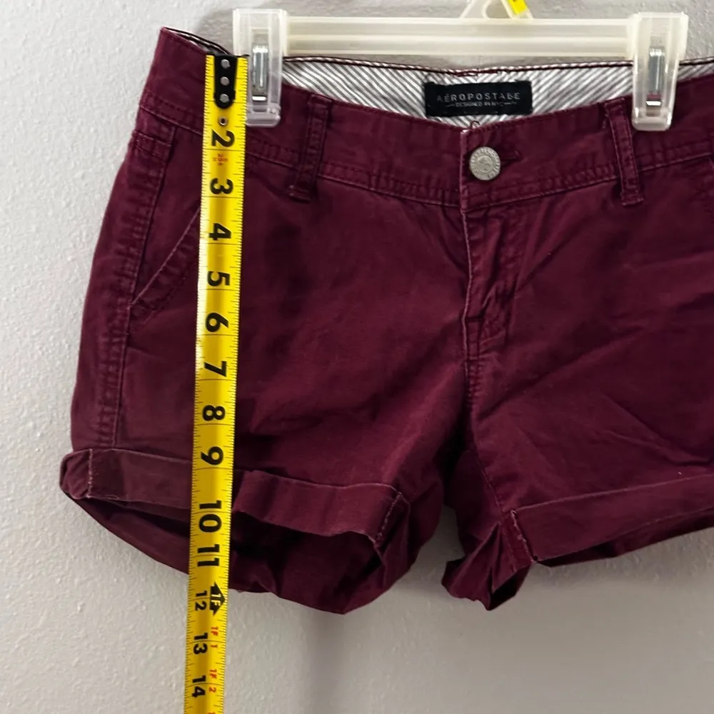 Aeropostale‎ Women Casual Burgundy Midi Twill Shorts size 0 - Image 4