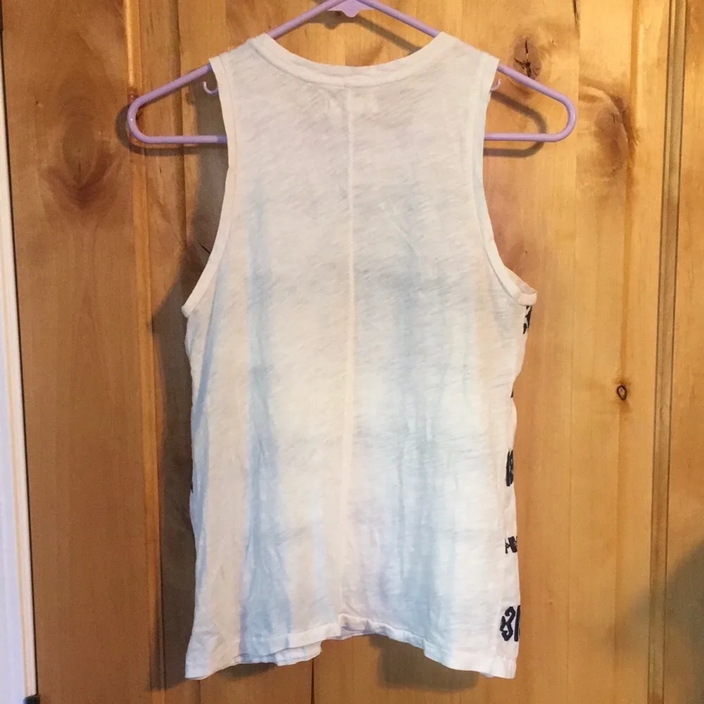 MADEWELL White Navy Geo Embroidery Tank Top EUC XS - Image 3