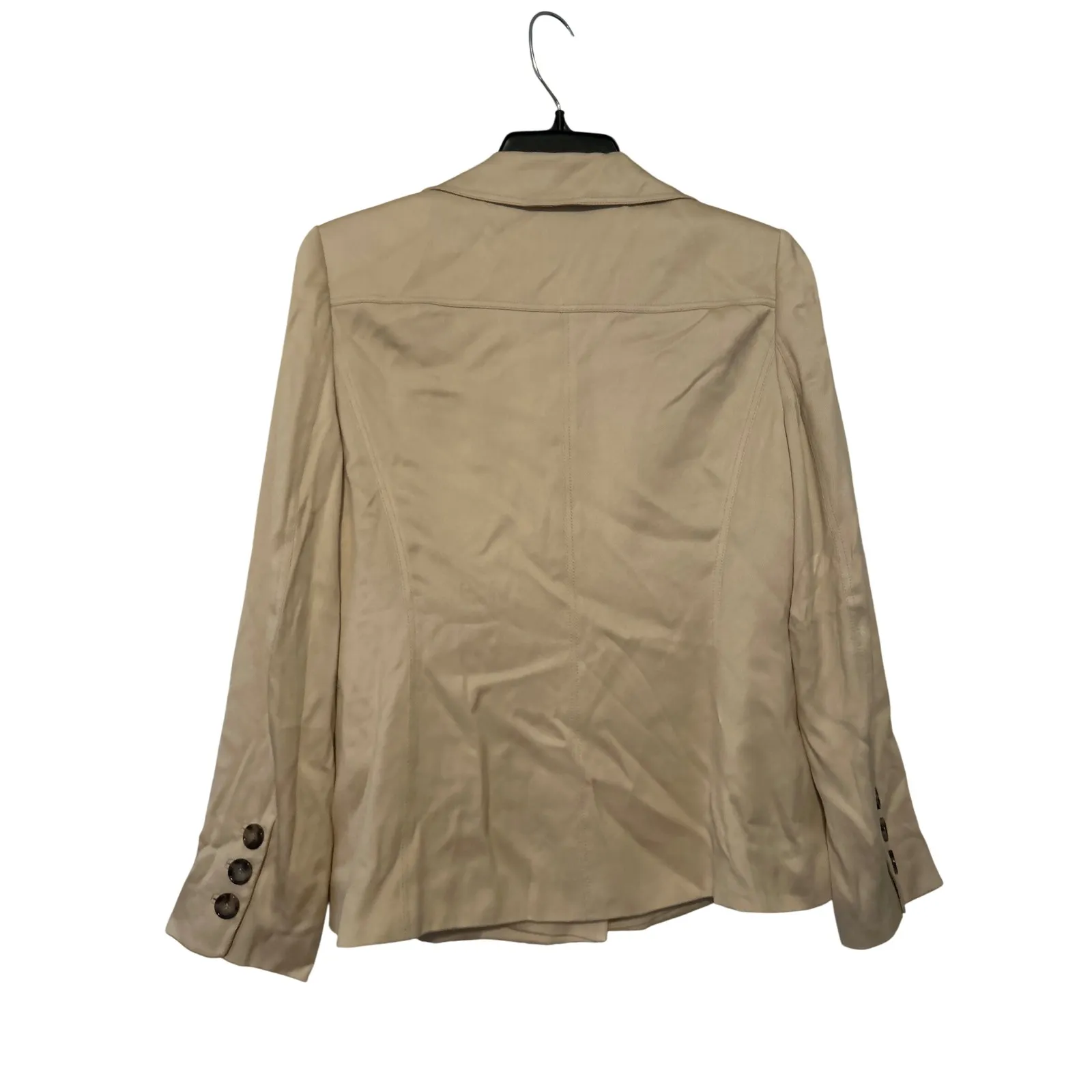 ANN TAYLOR PETITES Beige 100% Silk Blazer Jacket Women Size 6P Lined - Image 2