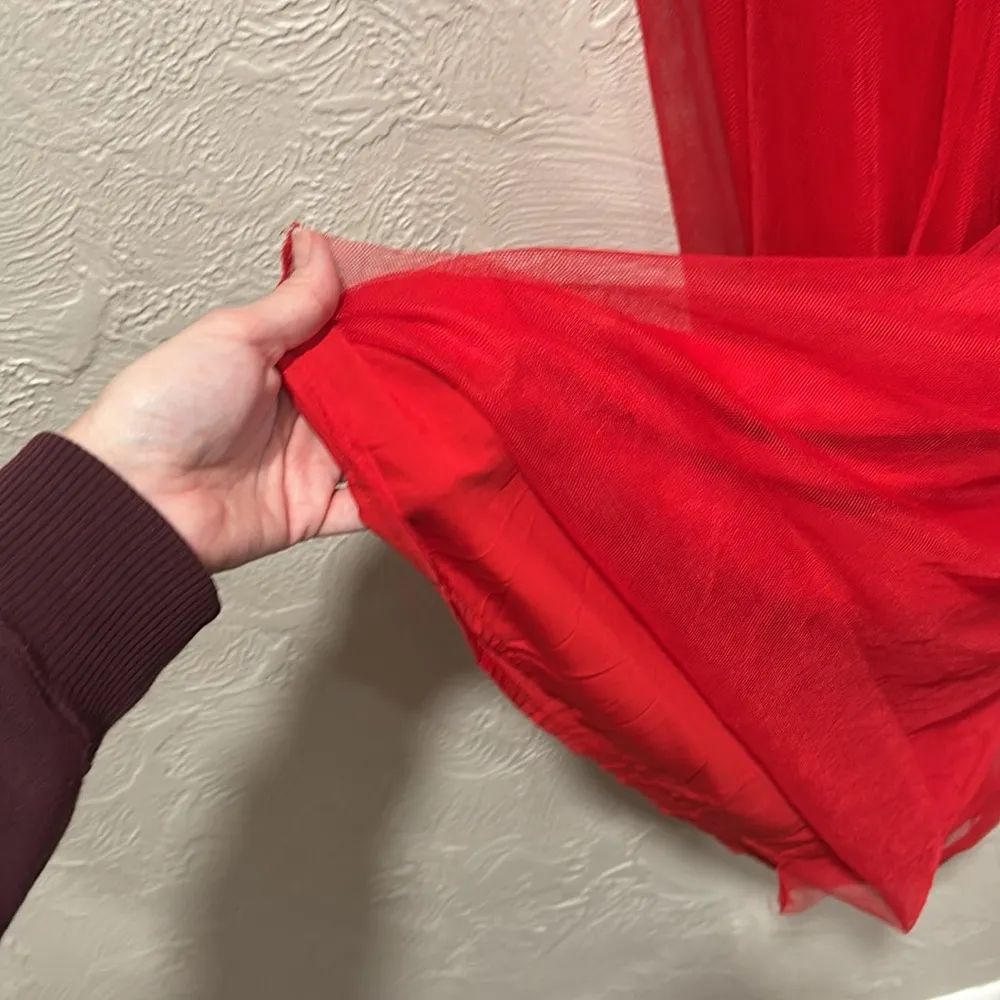 Lulus Queen Behavior Strapless Ruched Red Tulle Maxi Dress Size Small NWT - Image 2