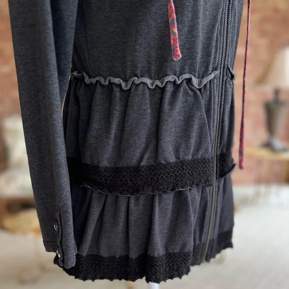 Matilda Jane Wise & Wonderful Gray Hoodie Knit Ruffle Jacket S - Image 16