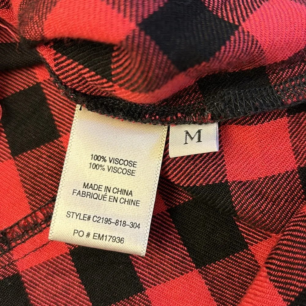 ANTHROPOLOGIE Red Black Buffalo Plaid Button Down Shirt MEDIUM - Image 14