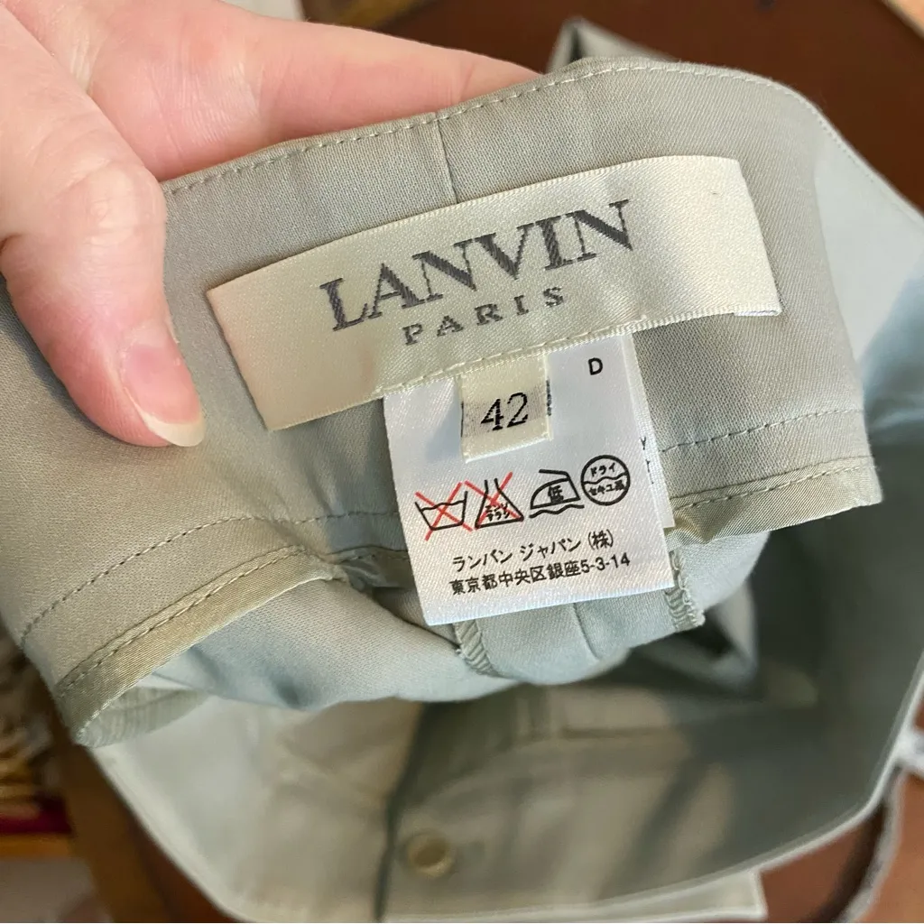Lanvin Paris 100% Cotton Pleated Trouser Pant Size 42 US 10 light gray career - Image 4