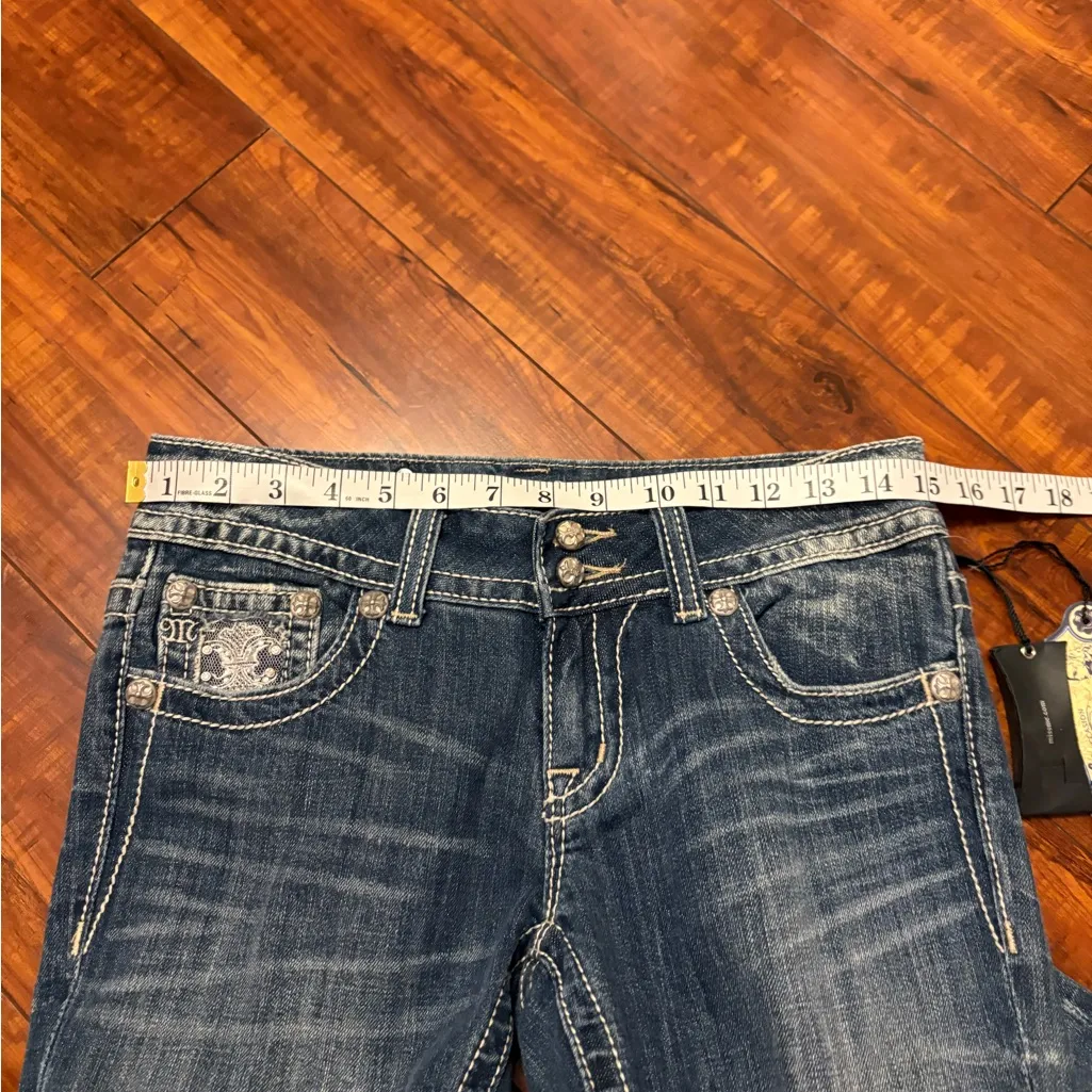 Miss Me Y2K 2000s Buckle Bootcut Embellished Distress Denim Jeans Sz 30x35 Long - Image 12