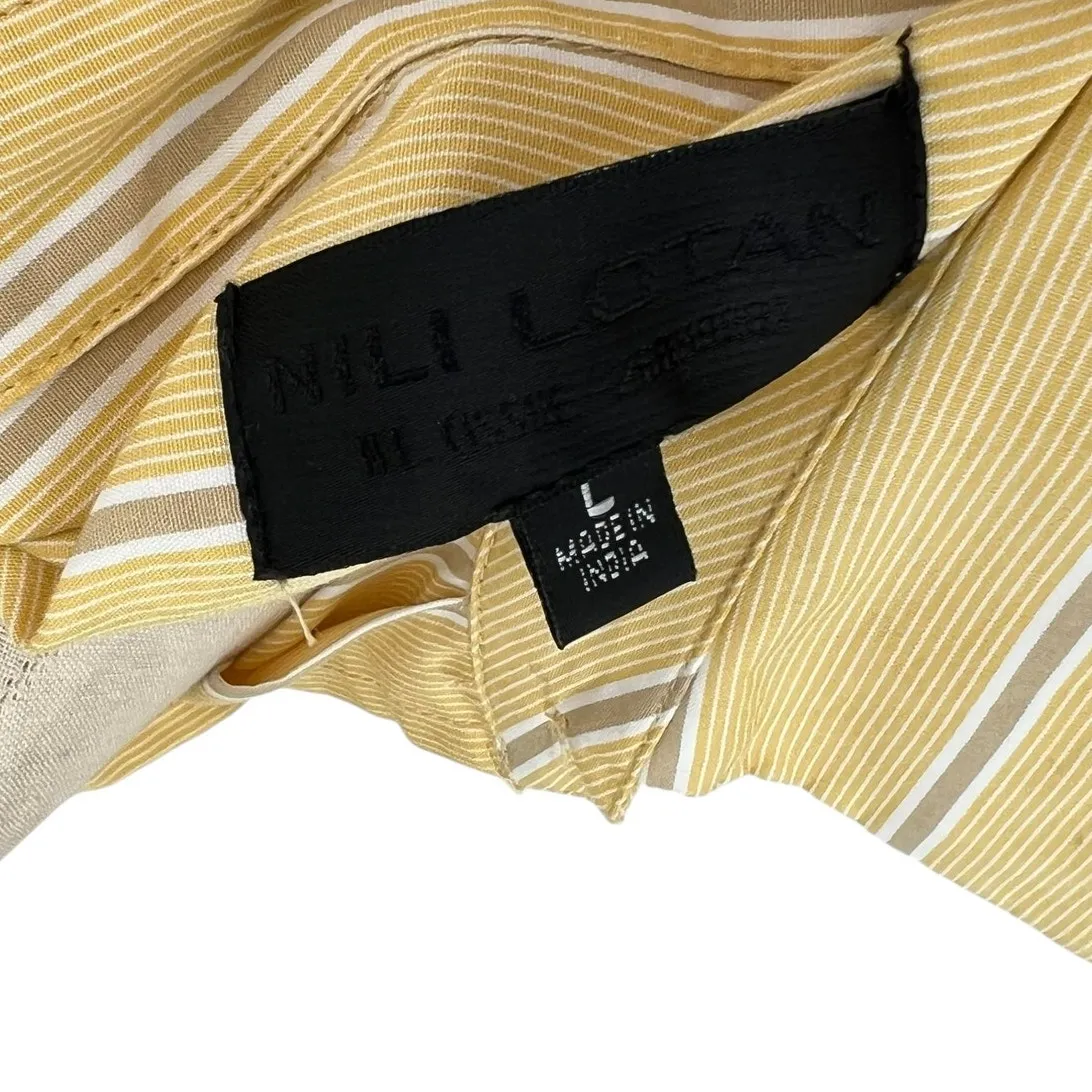 Nili Lotan‎ Kristen Striped Cotton Poplin Shirt Button Down Yellow Size Large - Image 11