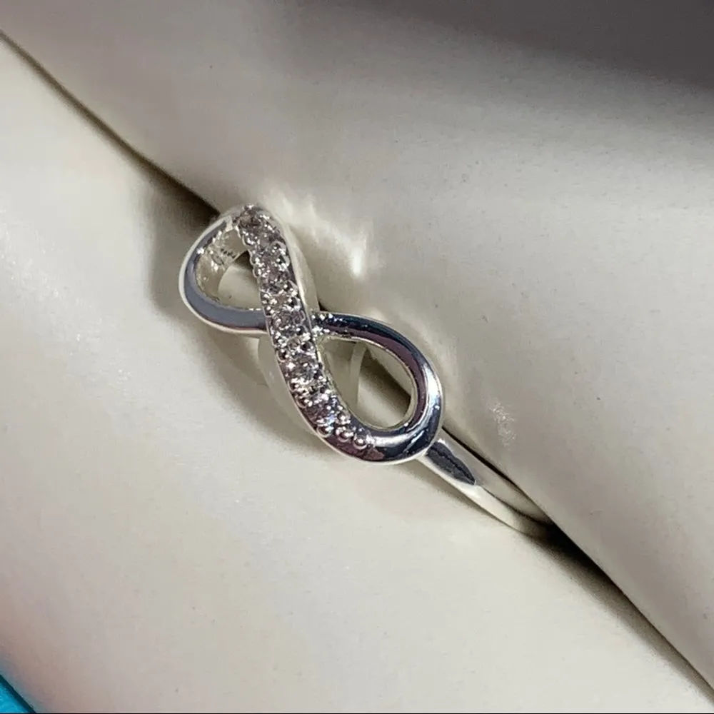 Infinity Symbol Simulated Diamond Silver Ring CZ Size 6 - Image 5