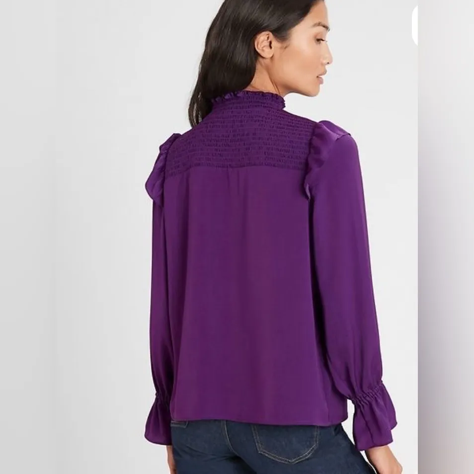 Banana Republic Purple Ruffled Blouse - Image 2