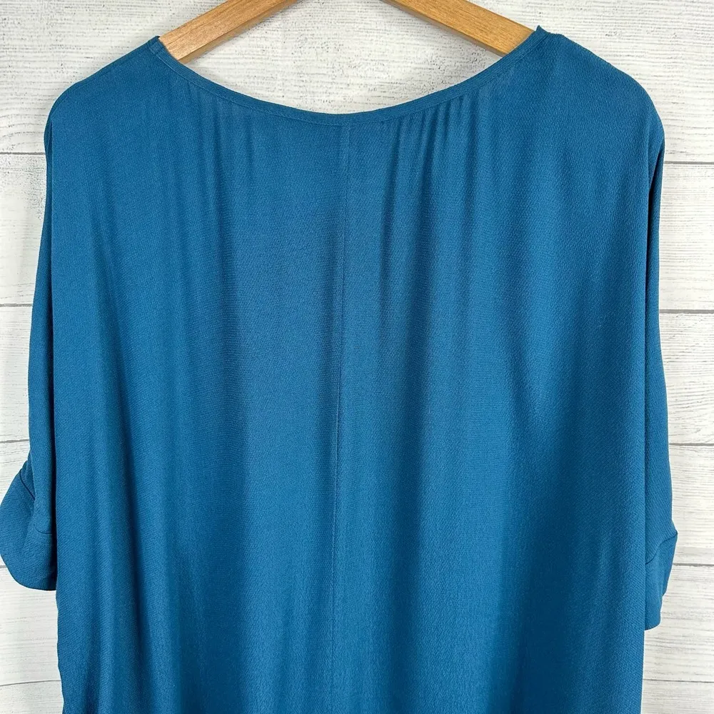 City Chic CCX Womens size L 20 Short Sleeve Tunic Dress Crepe Flowy Hi Low Blue - Image 7