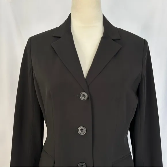 NWT Eddie Bauer Blazer‎ Womens Petite Size 2 Black Single Breasted Front Pockets - Image 2