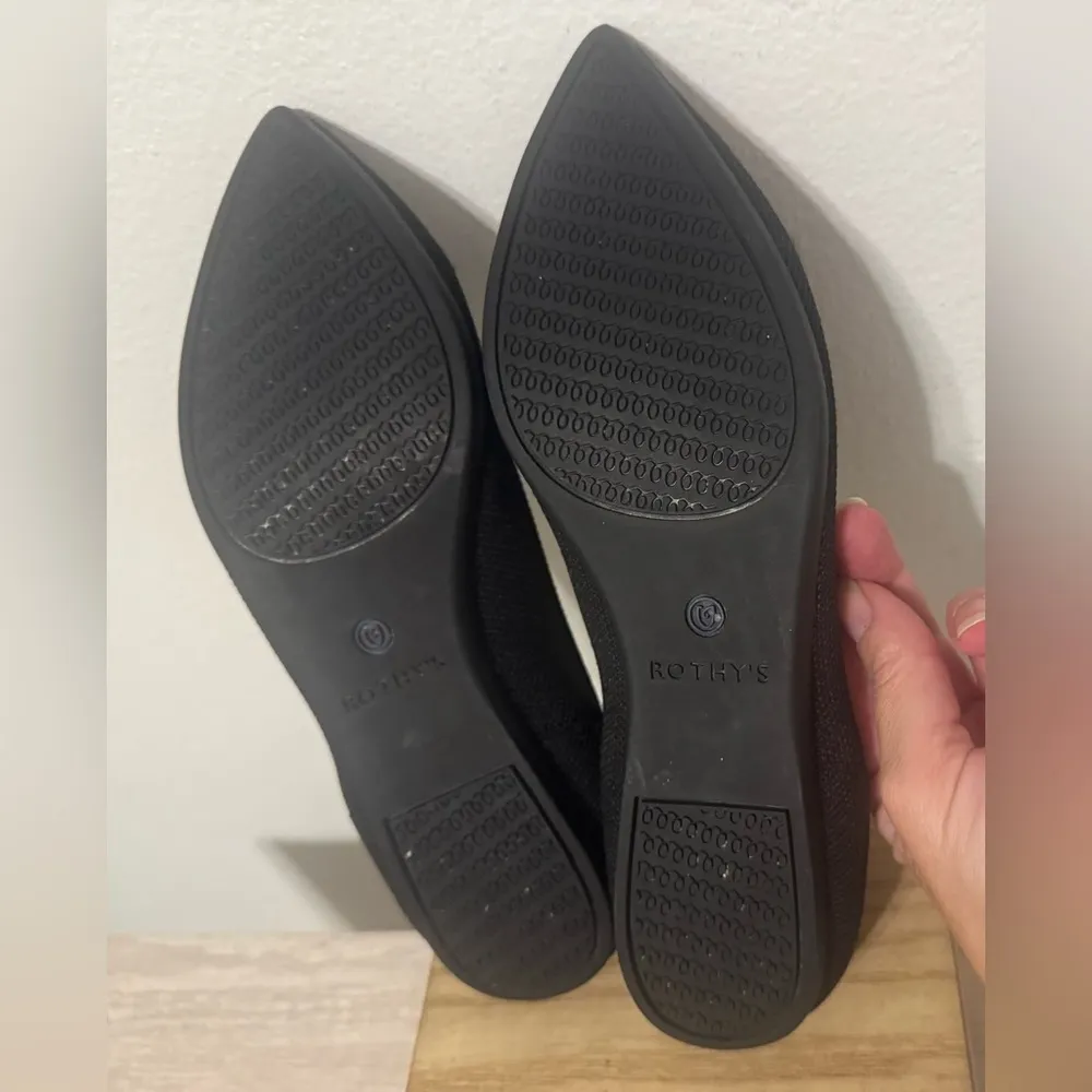 Rothy's Black And White Halo Pointed Toe Ballet Flats Knit Washable Chic 6.5 - Image 8