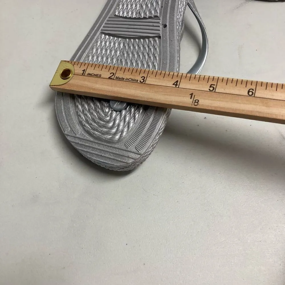 Silver flip flops Size 41 US Size‎ 10.5 New Without Tags - Image 3