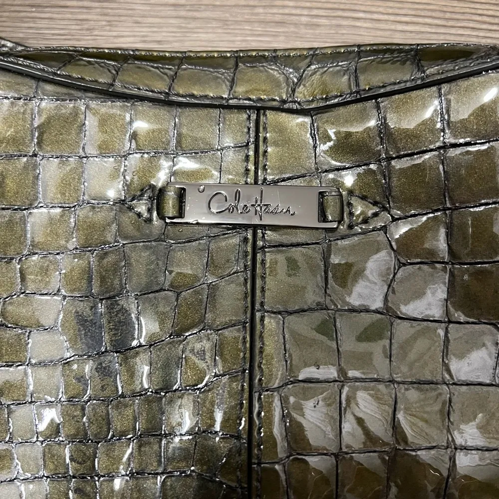 Cole Haan Green Patent Leather Crocodile Print Shoulderbag - Image 2