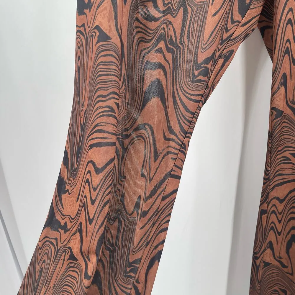 GOOD AMERICAN Mesh Flare Pants Size 3XL Plus Size Cover Up Sheer Chai Swirl NWT - Image 9