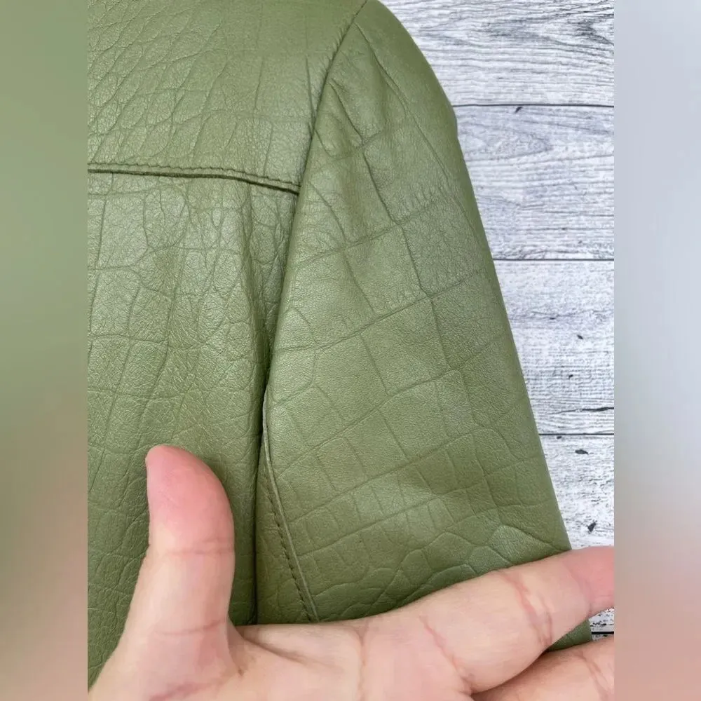 Elements by vakko olive green leather jacket large Green - Image 7