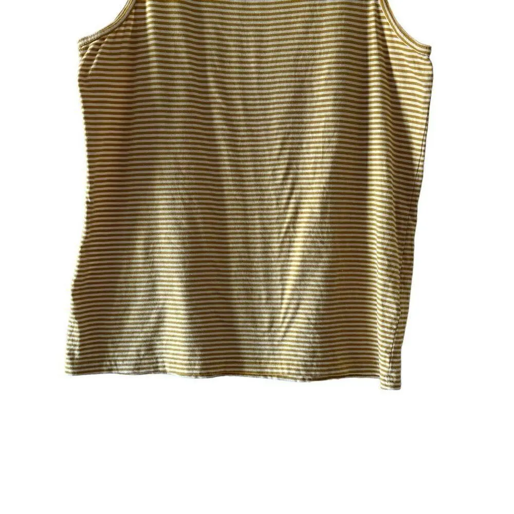 Pact Softspun Striped Crew Neck Organic Cotton Tank Mustard White SZ S #2133 - Image 10