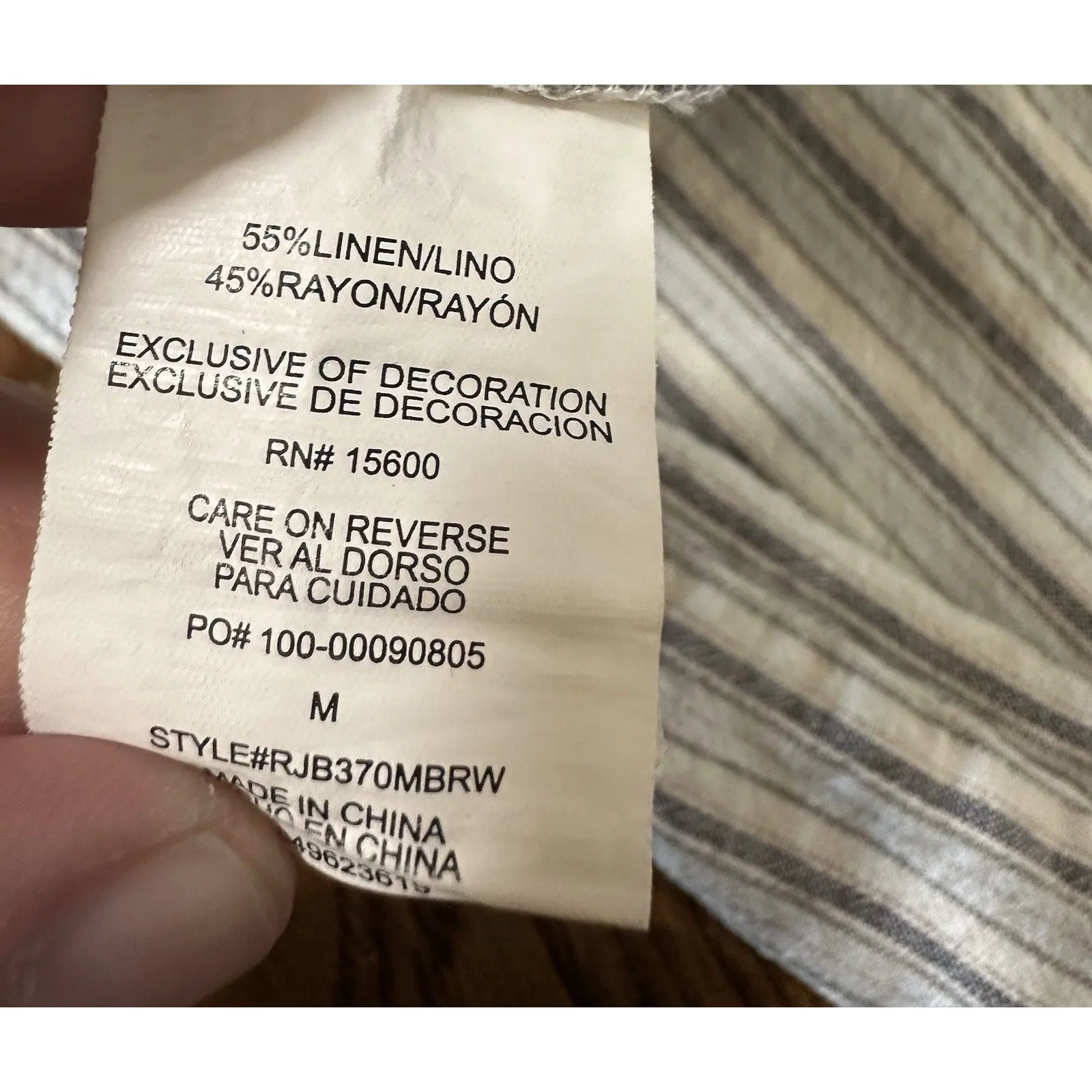 Rewind Wide Leg Stripe Blue White Stripe‎ Linen Blend Elastic Waist Pants Size M - Image 7