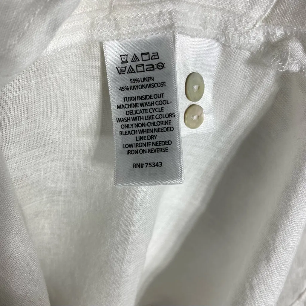 🆕 Sigrid Olsen White Linen Button Up Shirt - Image 4