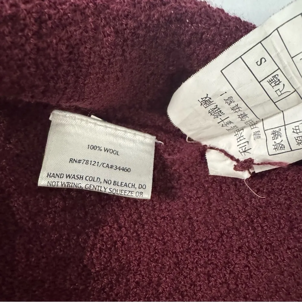 Eileen Fisher Wool Tunic Sweater Dress Size S Burgundy Long Sleeve V Neck Flowy - Image 5