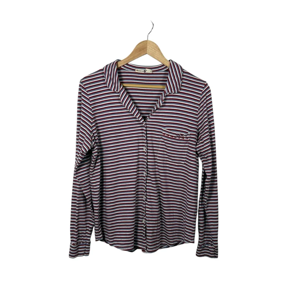 Marine Layer Women’s Candy Cane Stripe Pajama Top Red/Blue/White M - Image 2