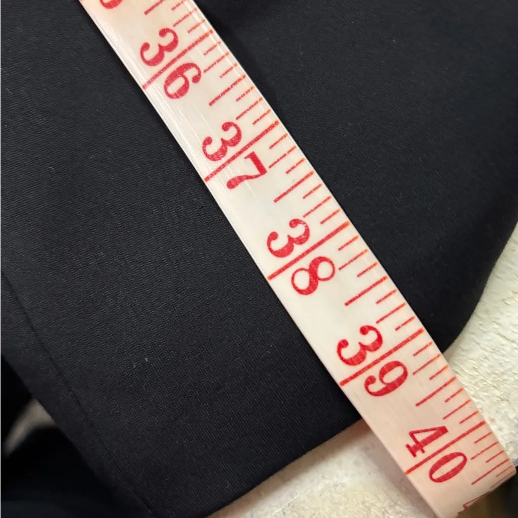 Rebecca Taylor 3/4 Sleeve Faux Leather Trim Ponte Black Sheath Dress Size 8 - Image 4