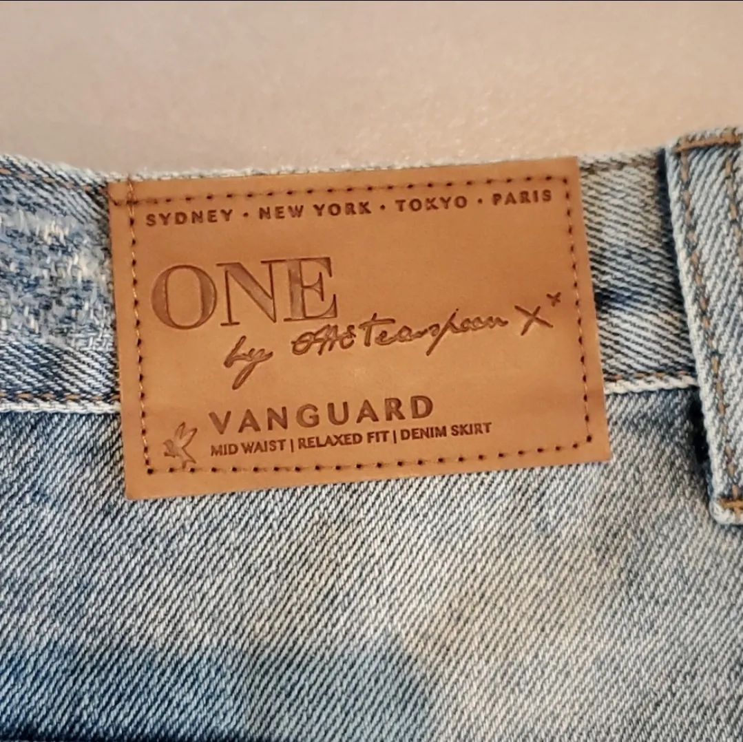 One Teaspoon  High Waist Distressed Denim Mini Skirt Blue Storm - Image 4