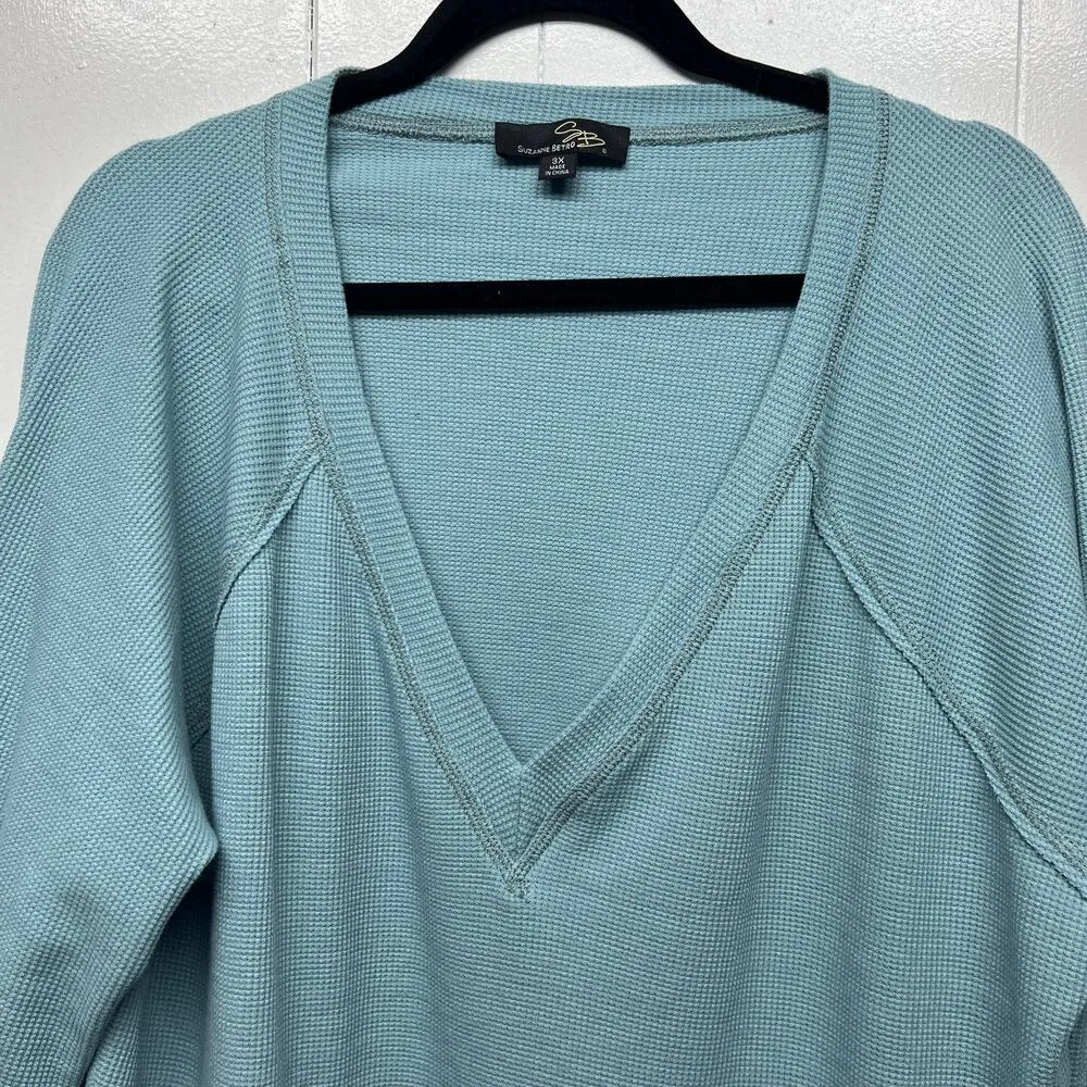 Suzzane Betro Womens Sweater 3X Waffle Knit Casual Lounge Relaxed Comfort - Image 3