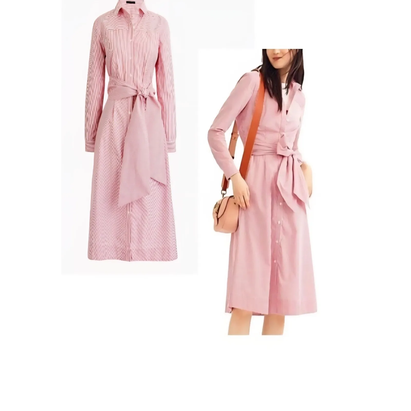 J. Crew Tie Waist Shirt Dress‎ Red White Stripe Pockets Sz 10 Preppy Vacation - Image 2