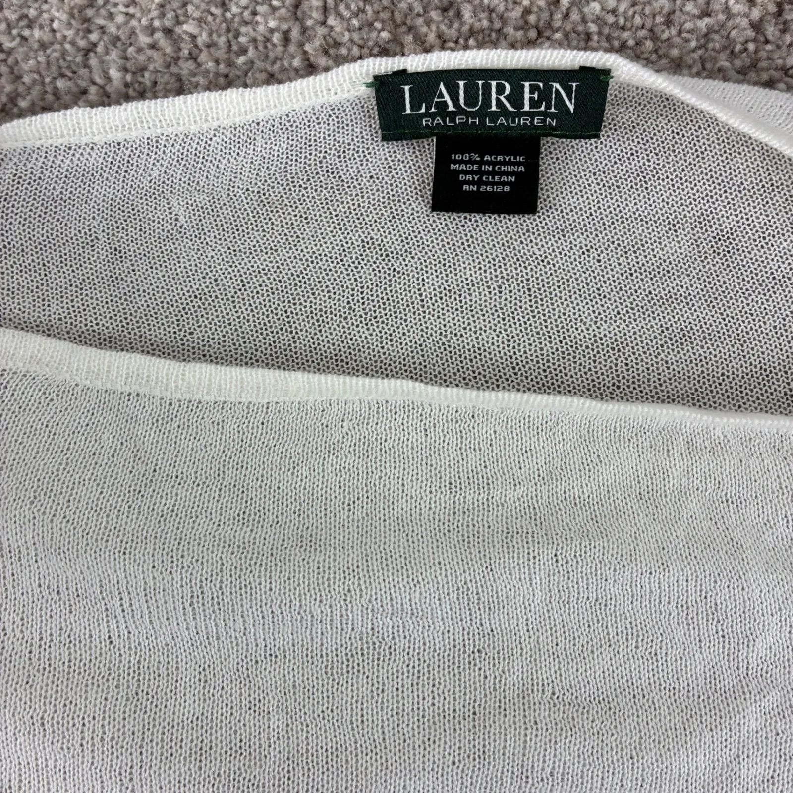 Lauren Ralph Lauren Cover Up Poncho Sweater Acrylic Blue White‎ Stripe OSFM - Image 2