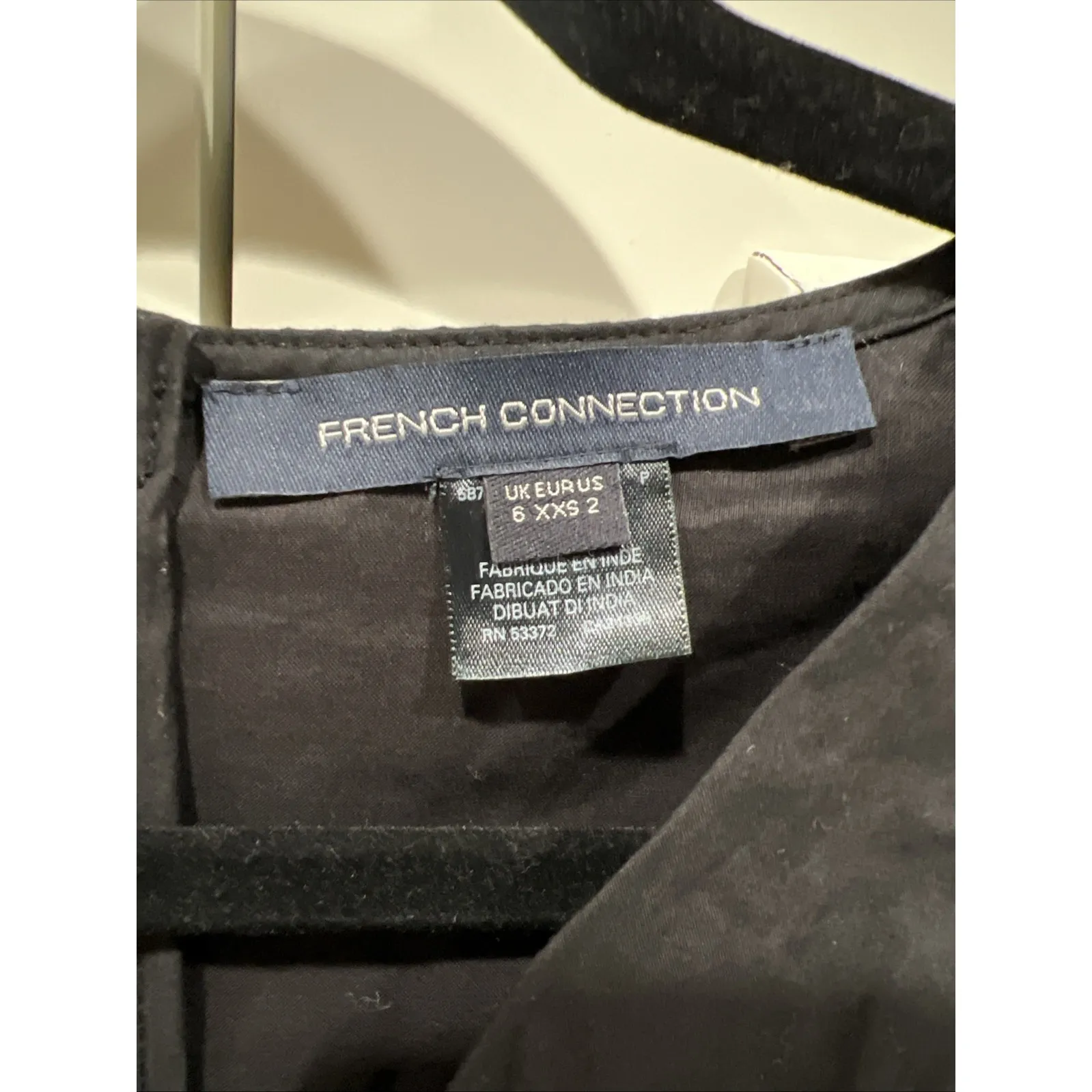 French Connection Rhodes Poplin Black Organic Cotton Mini Dress Minimalist LBD - Image 5