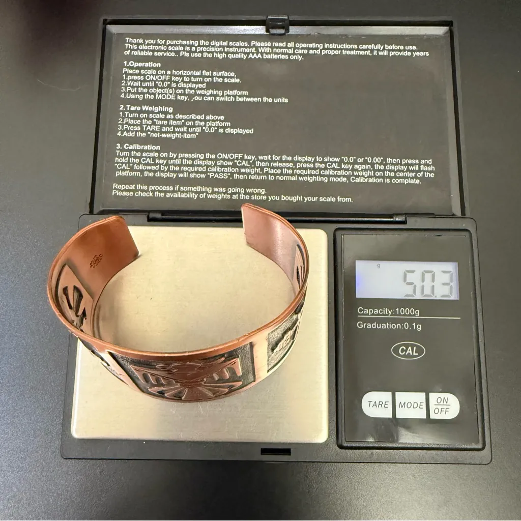 Vintage Bell Trading Post Solid Copper Thunderbird Tapered Cuff Bracelet 50.3g. Gold - Image 10