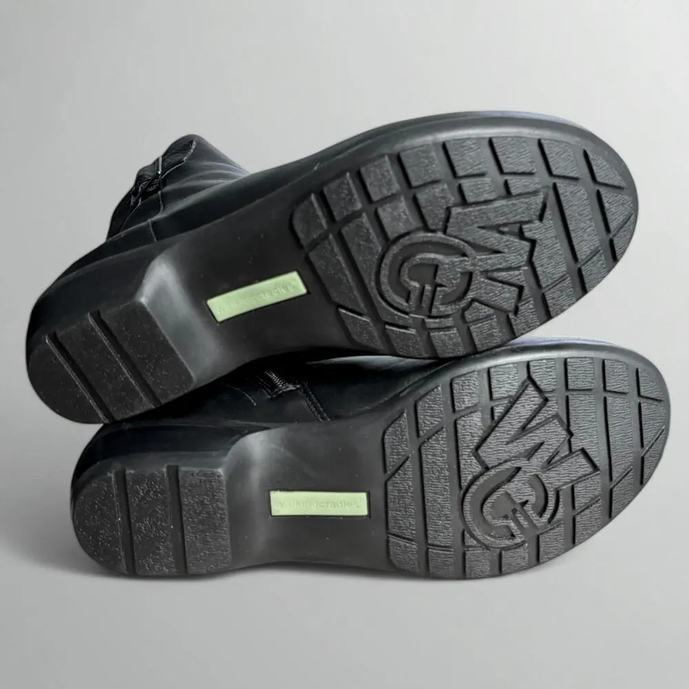 Walking Cradles Estelle Leather Ankle Buckle Boots in Black Nappa (Wide) Size 7 - Image 5