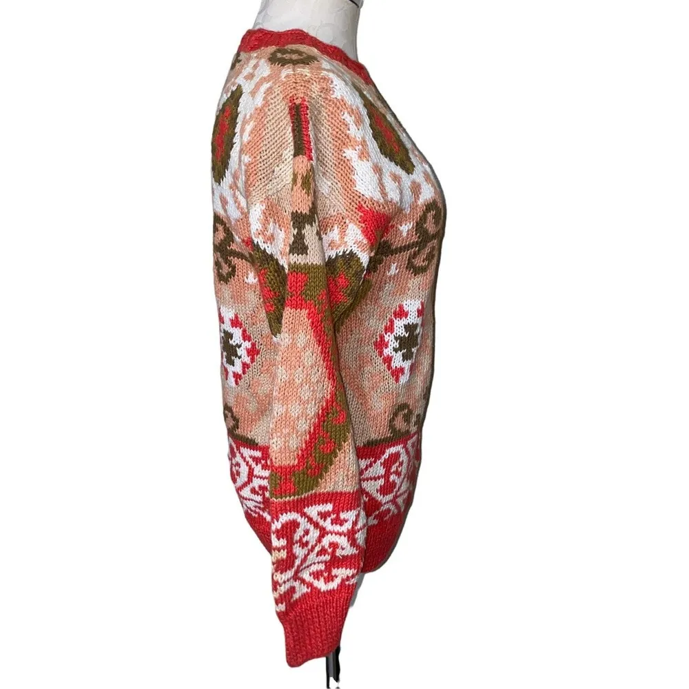 French Navy Vintage Grandpa Sweater Knit Fair Isle Pullover Crewneck size small - Image 59