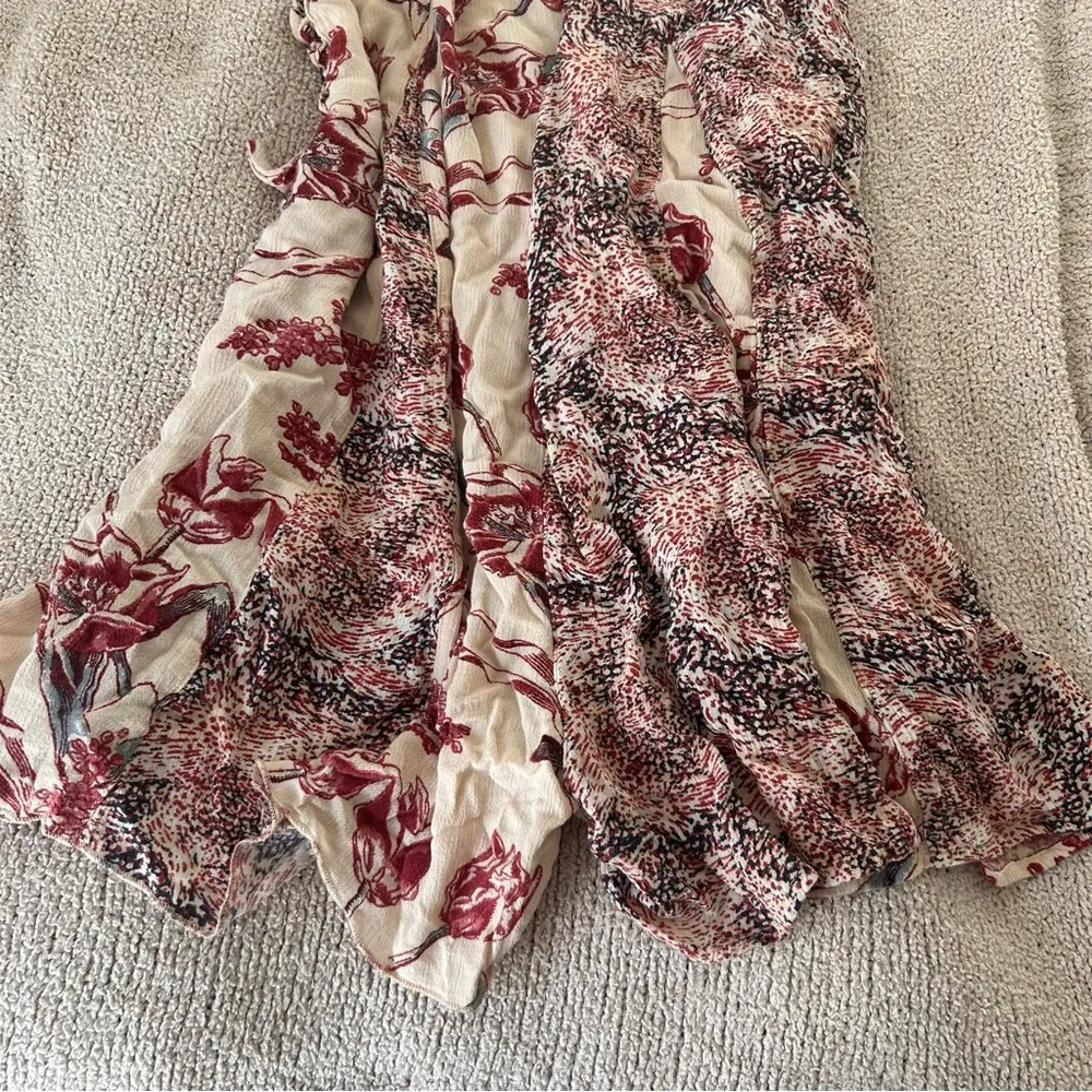 Isabella Dress Side Lace Up Tie boho mixed print cut sew Romper Pink - Image 4