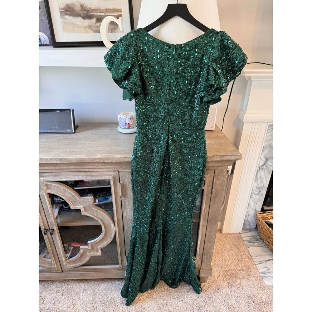 Faeriesty Green Sequin Mermaid Dress with Side Slit Size XSmall - Image 8