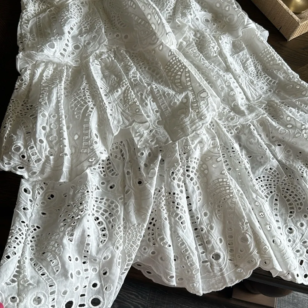 Farm Rio Eyelet Puff Sleeve Tiered Cotton Midi Dress, BRAND NEW, Small , $345 - Image 11