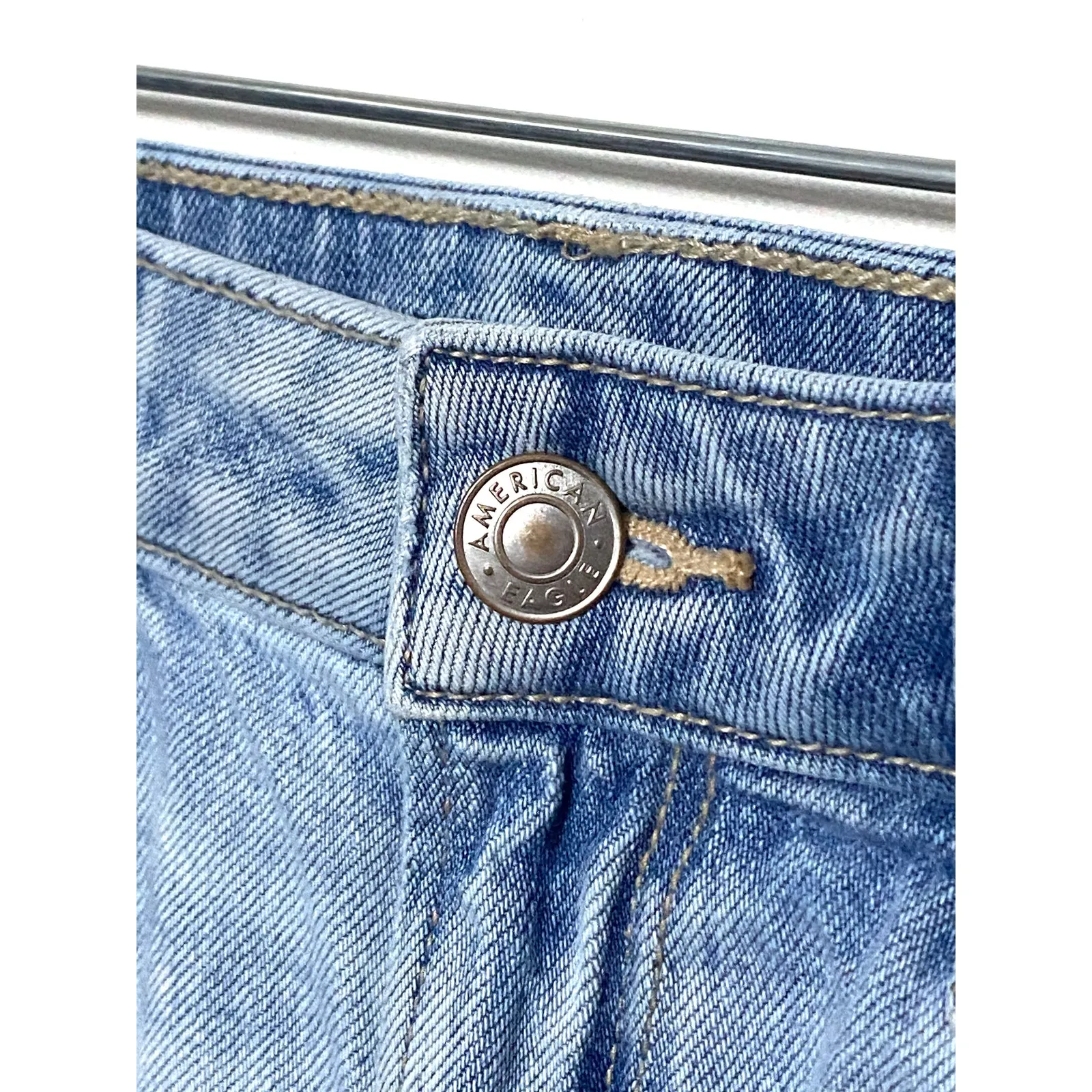 American Eagle Mom Straight Jeans Womens 0 Long Distressed Grunge Y2K Ripped - Image 4