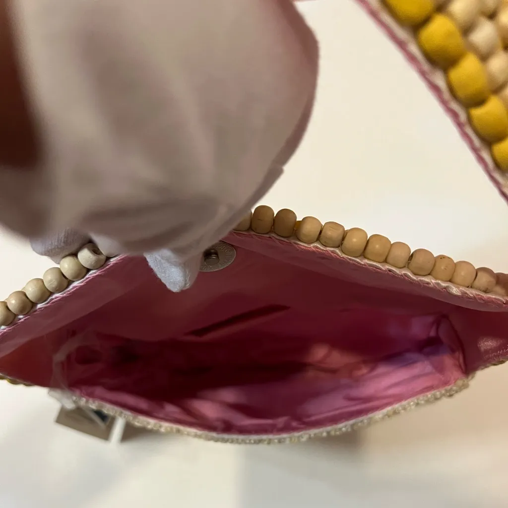 Handcrafted in India Colorful Pink Pastel Wooden Beaded Shoulder Bag Purse - Image 12