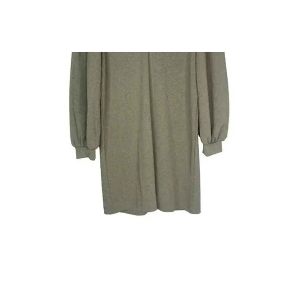 Zara Puff Sleeve V-Neck Textured Stretch Mini Career Dress S Olive Green #2983 - Image 11