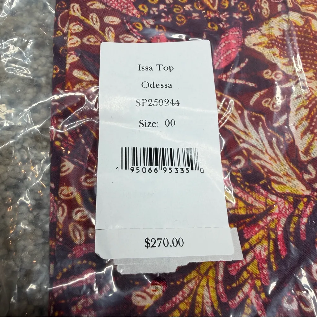 Ulla Johnson Issa Mixed Print Cotton Blend Top Odessa 00 NWT Floral Red Orange - Image 10