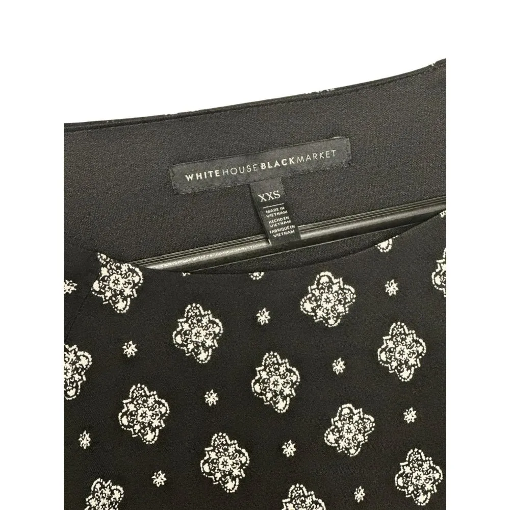 White House Black Market Eyelet Open Shoulder Black White Ladies Dress SZ XXS - Image 7